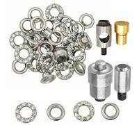 Trimming Shop Set di 50 occhielli argentati da 6 mm con rondelle, a doppio foro, per pressa manuale a macchina verde, occhielli con strass per borse, cinture e artigianato in pelle