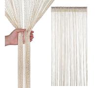 Trimming Shop Tende a fili con frange glitterate a pannello, zanzariera per porta, armadio, finestra, porta, divisorio, nappa, per porte, finestre, decorazione per la casa, 200 x 90 cm, beige