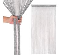 Trimming Shop Tende a Nappe con Frange Glitter, Schermo Antinsetti per Porte, Finestre, Armadi, Divisori per Stanza, con Frange di Paillettes, 200 cm x 100 cm, Argento Scuro