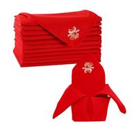 Trimming Shop Tovaglioli natalizi rossi con ricamo natalizio Jingle Bell - poliestere filato, 50 x 50 cm, tovaglioli riutilizzabili resistenti alle macchie per decorazioni natalizie e feste (50 pezzi)