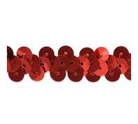 Trims by the Yard 1 Row 3/8"""" Metallic Stretch Sequin Trim | Red| (20 yard cut)