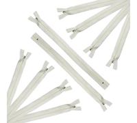 Trimz 25 cm Pollici Crema unidirezionale fine Stop Zip con Denti da 4 mm 10 Pezzi, Poliestere, unità