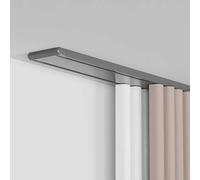 Tringle a tende silenziosa a doppia fila di binari, molto resistente, separazione di stanza per soggiorno, camera da letto o ospedale, facile da installare a soffitto (grigio, 1,8 m)