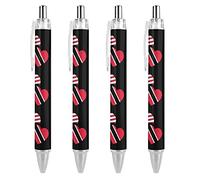 Trinidad_and_Tobago - Penne a sfera con bandiera degli Stati Uniti, scrittura liscia, 0,5 mm, inchiostro nero, retrattile, penna a sfera da lavoro, penna a sfera per ufficio, lavoro, studenti, 4 pezzi