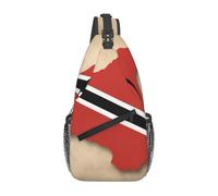 Trinidad e Tobago Flag Map03 Foldie Borsa a tracolla per uomo e donna, resistente e funzionale, antifurto, nera, taglia unica, Nero , Taglia unica