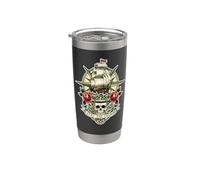 Trinity Love Clothing Company Stay The Course Tattoo Skull Ship Bicchiere termico in acciaio inox doppia parete