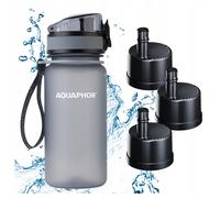 Trinkflasche mit Filter AQUAPHOR CITY 350 ml grau, Set mit 3 Filtern