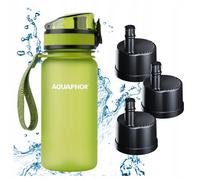 Trinkflasche mit Filter AQUAPHOR CITY 350 ml grün, Set aus 3 Patronen