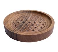 Trintura Sottobicchiere fiore della vita in legno di mango Ø 12 cm - Piastra di energia e sottobicchiere - Realizzato a mano con venature naturali del legno, incisione laser, decorazione spirituale e