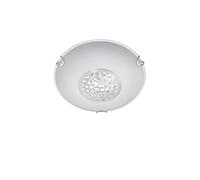 Trio 604000106 Cormint Plafoniera, Cromato, Metà Chiara, Decoro Perline, Vetro Bianco, Bordo Trasparente