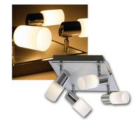 Trio 821430405 Clapton Faretto LED, 4x4.5 Watt, Cromo/Bianco Spazzolato, 31x22x18.5 cm
