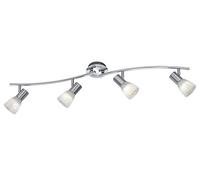 Trio 871010407 Levisto Faretto LED, 4x6 Watt, Nichel Opaco/Alabastro, 88x11x19 cm