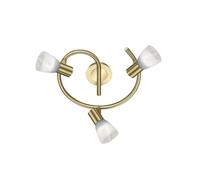 LEVISTO GIRANDOLA LED 3 SPOTS ORIENTABILI OTTONE + VETRO D.30CM 3 LUCI ATTACCO E14 LAMPADINE INCLUSE 14,7W 1410LM 3000K