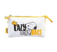 Grupo Erik: Astuccio Triplo Snoopy Lazy Days | Astuccio Scuola con 3 Scomparti, Manico, Poliestere/Porta Penne per Bambini e Adulti