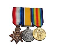 Trio di medaglie militari della prima guerra mondiale 1914-15 Star British War Medal & Victory Medal Full Size