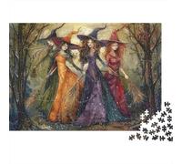 Trio di streghe che camminano colorate nella foresta Puzzle da 1000 pezzi per adulti Gioco educativo classico unico 52x38cm/1000pcs