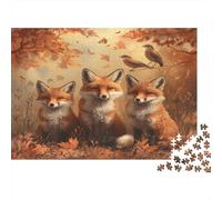 Trio di volpe autunnali Puzzle 1000 Pezzi In puzzle in Cartone Premium, Un Gioco Di Puzzle Per Disintossicazione Digitale, Ideale Per Giochi Di Puzzle Da Viaggio, Serata Gioch