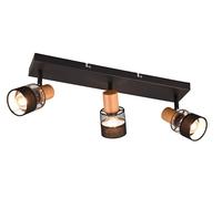 NANDINI BARRA 3 SPOTS ORIENTABILI METALLO CON DIFFUSORE CON PARALUME E LEGNO L. 59CM ATTACCO E14