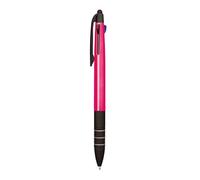 TRIO FLU 100 Penne Personalizzate con Scritta e Logo - Penna 3 Colori con Touch Screen e Incisione Laser, Idea Personalizzabile Inaugurazioni, Fiere, Gadget Promozionali (100 Penne Fuxia)