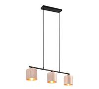Trio Lampada a sospensione Julieta 319000344, metallo nero opaco, paralume velluto beige/color oro, escl. 3x E14
