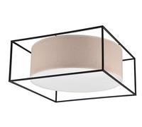 Plafoniera Ross paralume tortora 50CM X 50CM metallo nero 603100344