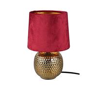 Trio Lampada da tavolo Sophia base ceramica oro e paralume effetto velluto blu per comodino camera da letto adattabile anche in soggiorno come abat jour da lettura