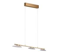 MERTON SOSPENSIONE LED 27W 2850lm, 3000K METALLO OTTONE ANTICATO CON 3 DIFFUSORI VETRO DIMMERABILE AD INTERRUTTORE L. 102CM