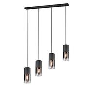 Trio Leuchten 310600132 Robin - Lampadario in vetro, colore: grigio fumo, 1 x E27 (non inclusa) Lampadario a sospensione a 4 punti luce nero opaco