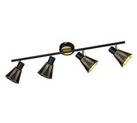 Trio Leuchten 800300432 Houston a + + to e, Faretto, Metallo, E14, Colore: Nero/Oro, 9.5 x 69.5 x 19 cm