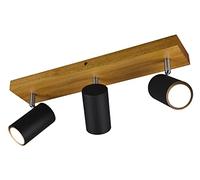 Trio Leuchten Plafoniera in Metallo, Gu10, Legno/Colore Nero Opaco