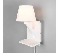 Trio Leuchten Wandleuchte Comfort 262670131, Metall Weiß matt, Schirm Stoff Weiß, induktives Ladefeld, USB Ladebuchse
