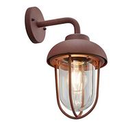 Trio Leuchten Duero 202760124 - Lampada da parete per esterni, in alluminio pressofuso, vetro trasparente, 1 lampadina E27, colore: Ruggine
