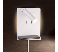 Trio Leuchten Element 222570231 - Lampada da parete a LED, in metallo bianco opaco, 1 LED da 3 W, presa di ricarica USB