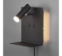 Trio Leuchten Element 222570232 - Lampada da parete a LED, in metallo nero opaco, 1 LED da 3 W, presa di ricarica USB