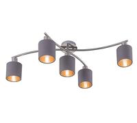Trio Leuchten Garda Lampada da soffitto, Nickel Matt/Grau/Goldfarbig