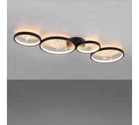 Plafoniera GROOVY LED 4 cerchi con decori gemme trasparenti nera 642110432