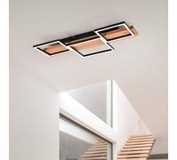 Plafoniera HARPER LED legno naturale 3 quadrati con regolazione intensità L.65cm metallo nero 622910332