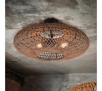 Plafoniera HEDDA in fibra sisal marrone con montatura nera 612300236
