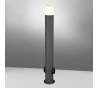 Trio Leuchten Hoosic 424067142 - Palo esterno in alluminio pressofuso antracite, plastica bianca, 1 x E27, due prese