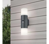 Trio Leuchten Hoosic - Lampada da parete per esterni, in alluminio, colore: antracite/bianco