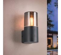 HOOSIC APPLIQUE DA ESTERNO ANTRACITE CON DIFFUSORE FUME' IP44 H. 17,5CM 1 LUCE ATTACCO E27
