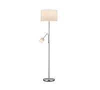 Trio-Leuchten Piantana Hotel Lampada a stelo Nickel satinato 2 luci E27/E14 H170cm paralumi bianchi