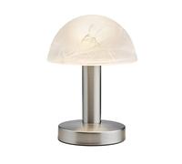 Trio Leuchten Lampada da tavolo a LED Fynn II 599110107, in metallo nichel opaco, vetro bianco alabastro, con 1 LED E14 da 4,9 Watt, funzione Touch Me (commutabile in 4 posizioni, 3 livelli di