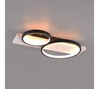 Plafoniera 2 cerchi in metallo nero con base in legno bianco Medera 643810232