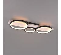 Plafoniera 3 cerchi in metallo nero con base in legno bianco Medera 643810332