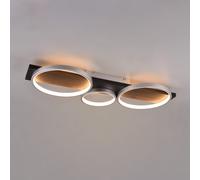 Plafoniera 3 cerchi in metallo alluminio con base in legno nero Medera 643810387