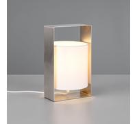 Reality Leuchten Pail R55751007 - Lampada da tavolo in metallo nichelato opaco, paralume in tessuto, non incluso 1 x E27