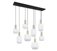 Trio Leuchten Pendelleuchte Diva 319800808, Metall Messing/Schwarz matt, Glas Weiß, exkl. 8x E27