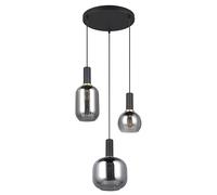 Trio Leuchten Pendelleuchte Diva 319830332, Metall Schwarz matt, Glas Chrom bedampft, exkl. 3x E27