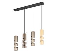 Trio Leuchten Pendelleuchte Stream 364000417, Metall Schwarz matt, Schirm Coffee/Taupe/Beige, exkl. 4x GU10
